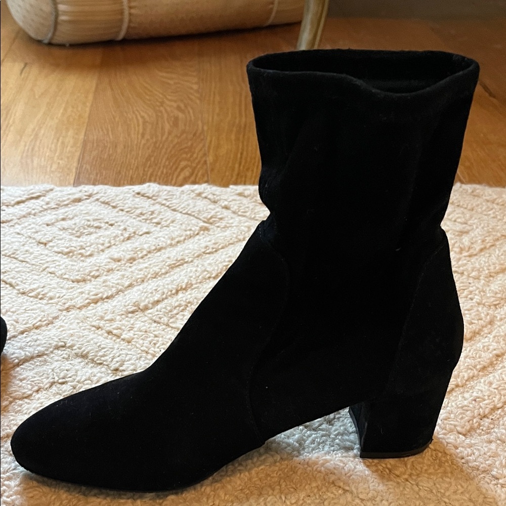 Stuart Weitzman Velvet Black Ankle Boots